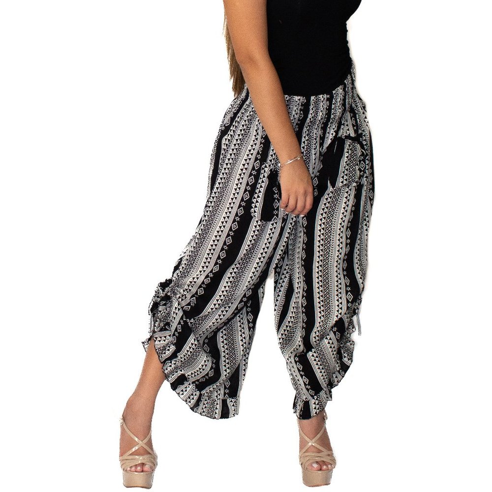 Printed Bottom Tie with Ruffle Pant